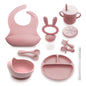 Generic Silicone Baby Feeding Set Baby Plates and Bowls Set Suction Plates for Baby Baby Feeding Essentials Baby Led Weaning Supplies Baby Plates with Suction Baby Utensils (Rose Pink) Regular