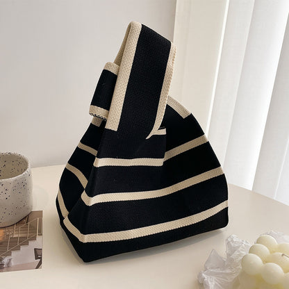 2023 New Versatile Minimalist Striped Knit Tote Bag